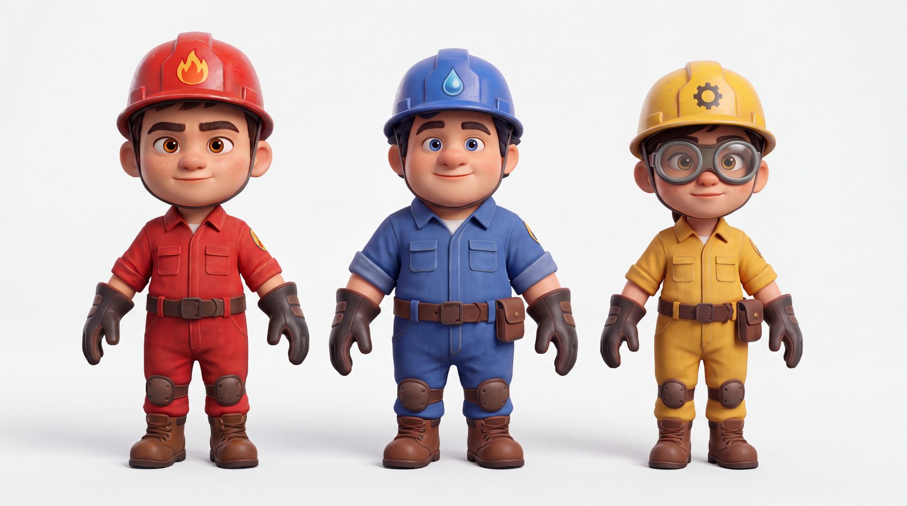 Rex in red, Bobo in blue and Mika in yellow: the Tiny Trouble Crew